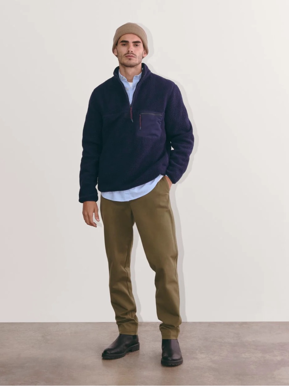 Everlane The Teddy Quarter-Zip Fleece in Navy Size: L, NWT
